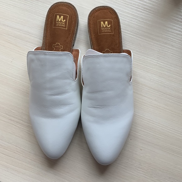 New Mark Jenkins Bravo White Leather Open Back Mule size 10 - Picture 3 of 5